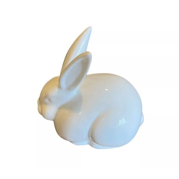 Vintage Dept 56 Porcelain White Bunny Figurine EASTER Rabbit - Picture 1 of 12